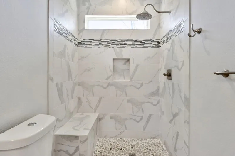 Spa-style marble bathroom